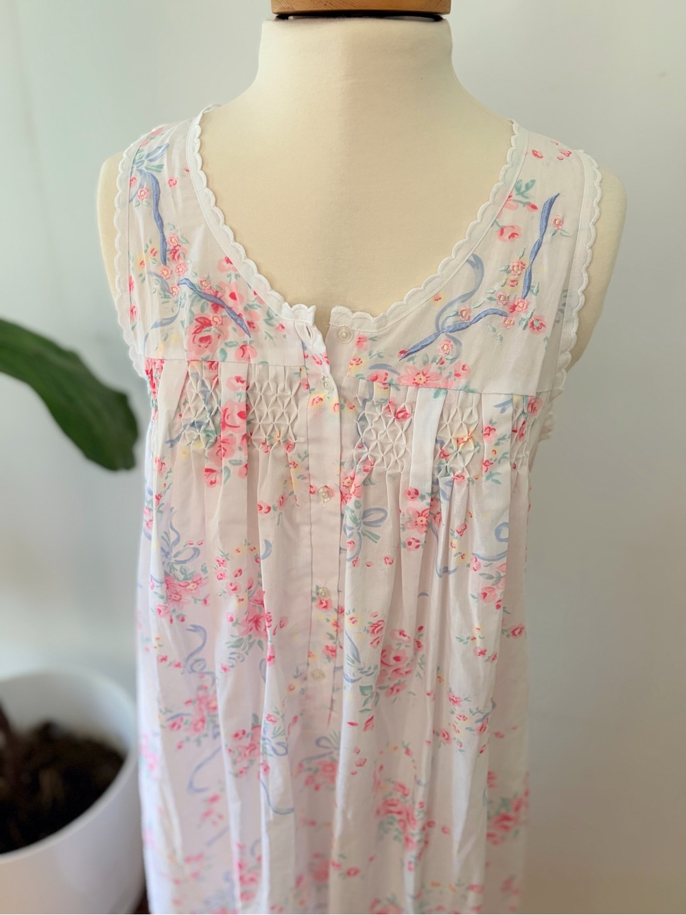Vintage 90s Floral Cotton Nightgown Dress | Cottagecore Prairie Midi Maxi Dress